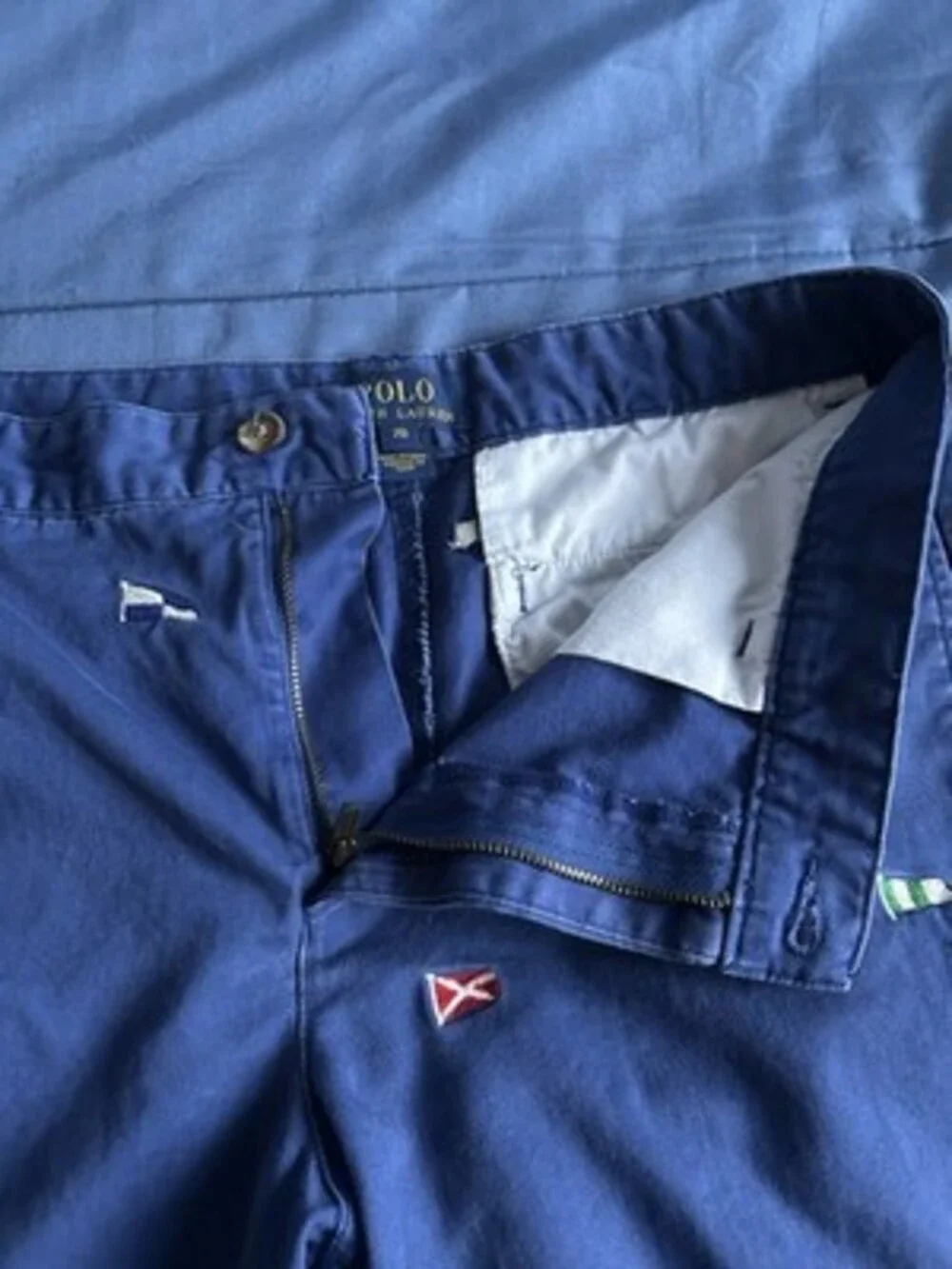 Polo Ralph Lauren Blue Nautical Flags Chino Shorts Size Boys 20 About Men 29-30